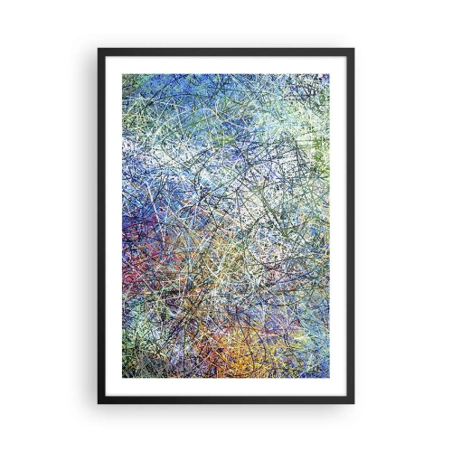 Plagát v čiernom ráme - Farebná abstrakcia s dynamickými líniami a odtieňmi modrej - 50x70cm - To nie je tak jednoduché - Moderná nástenná dekorácia do obývacej izby a spálne ARTTOR