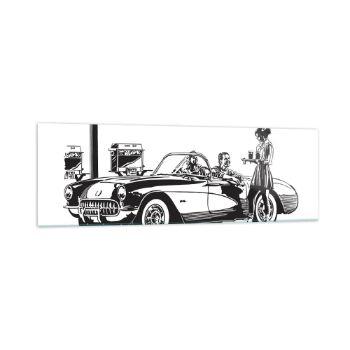 Obraz na skle - 60. - bezstarostná Amerika - 160x50 cm