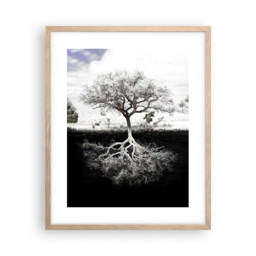 Plagát v ráme zo svetlého duba - Objavenie podstaty sveta - 40x50 cm