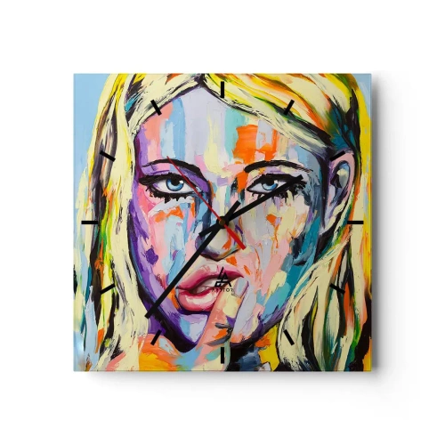 Nástenné hodiny - Pozri sa jej priamo do očí - 40x40 cm