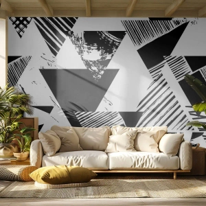 Fototapeta Premium Sand - Dážď trojuholníkov - Abstrakcia, Grafika, Čierna a biela - 100x70 cm
