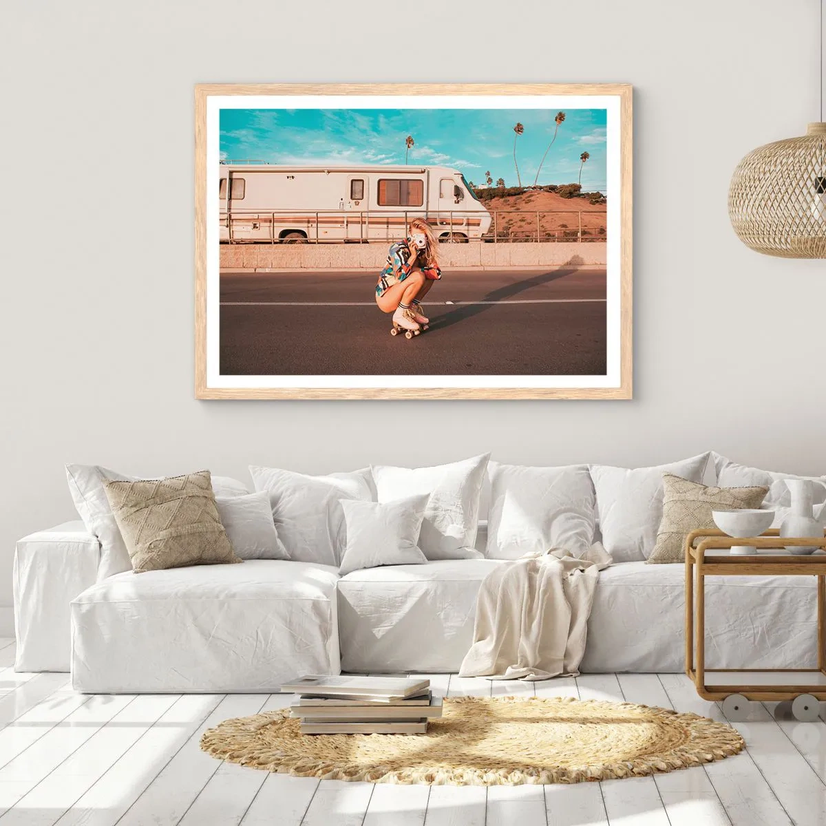 Plagát v ráme zo svetlého duba - Usmejte sa! - 100x70 cm