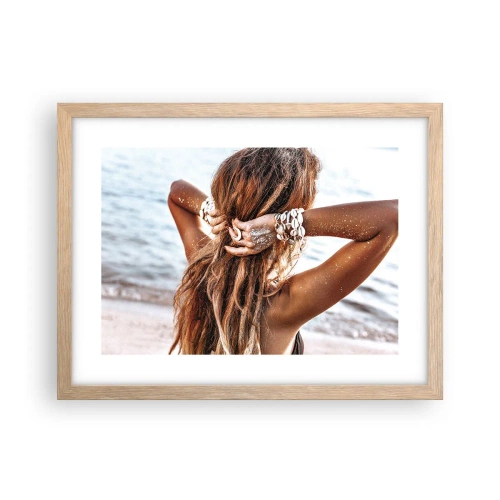 Plagát v ráme zo svetlého duba - Sestra vody a slnka - 40x30 cm