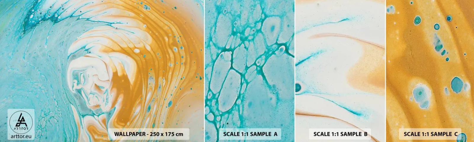 Vzorka samolepiacej fototapety Deluxe Sticker - Pastelový vír - Abstrakcia, Kus, Moderné umenie - 100x30 cm