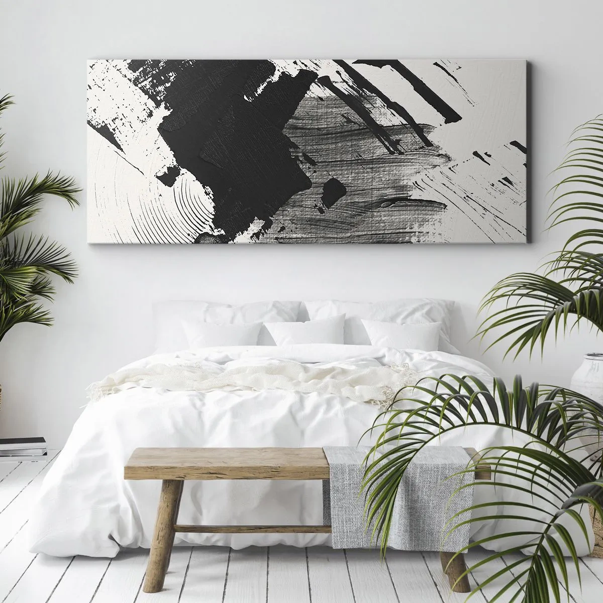 Obraz na plátne - Abstrakcia – expresia čiernej - 100x40 cm