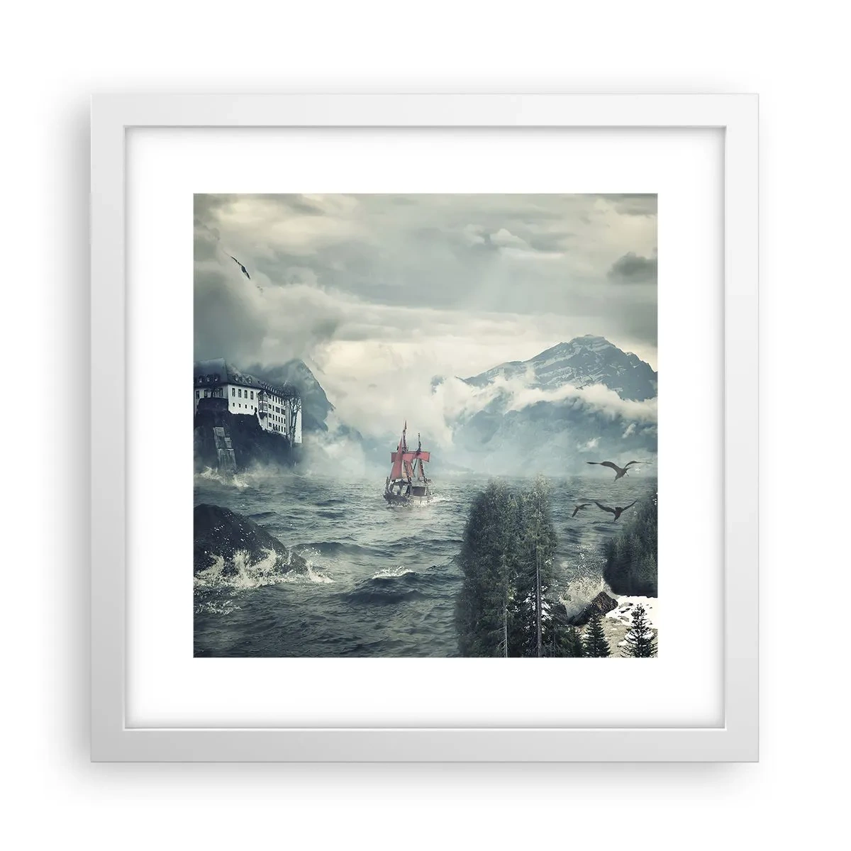 Plagát v bielom ráme - V kúzelných vodách - 30x30 cm