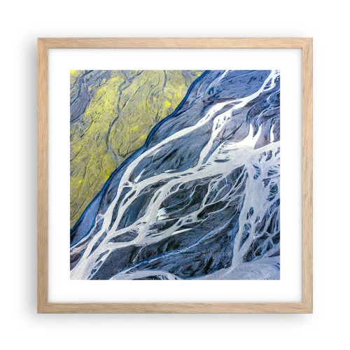 Plagát v ráme zo svetlého duba - Jaskynné maľby prírody - 40x40 cm