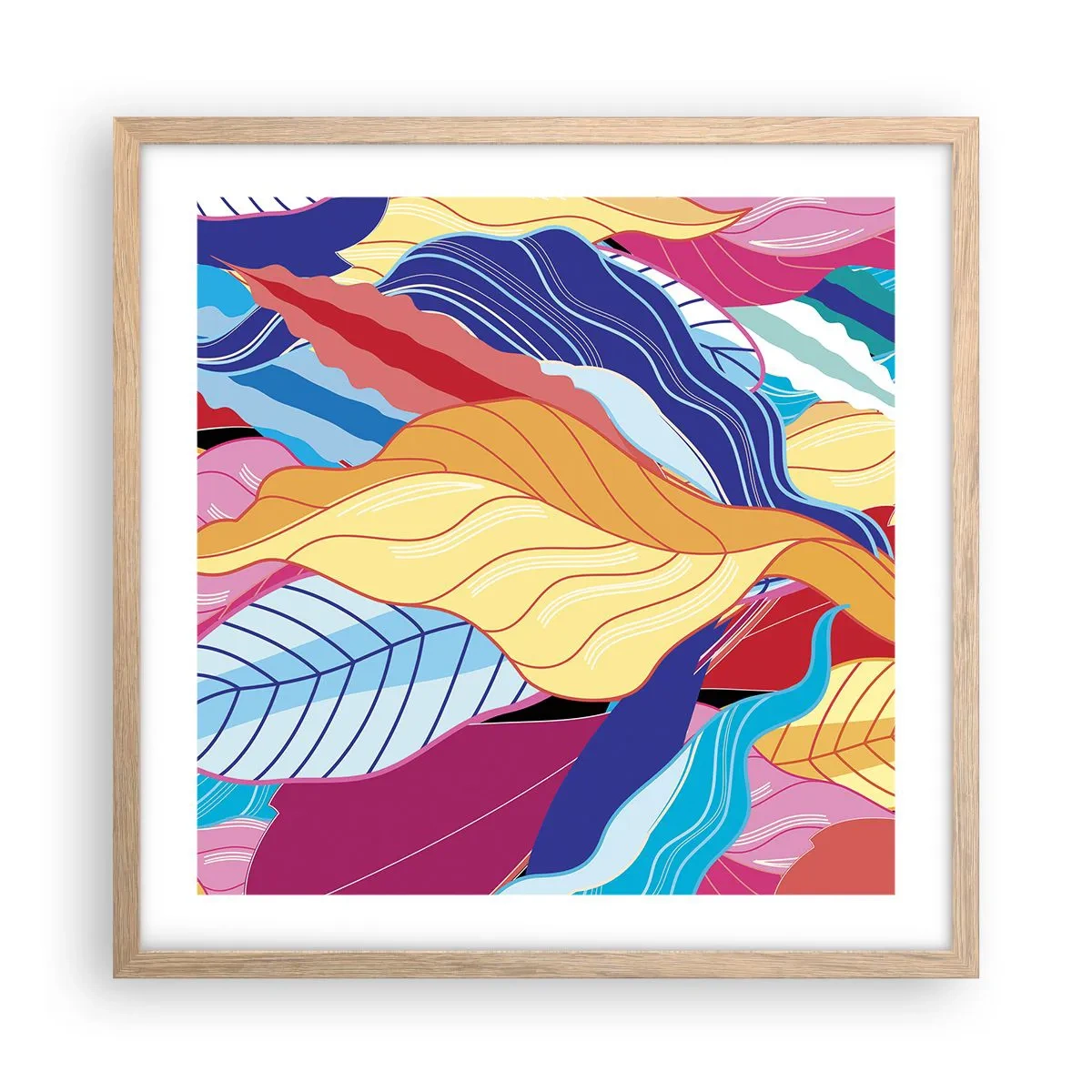 Plagát v ráme zo svetlého duba - Farebný neporiadok - 50x50 cm