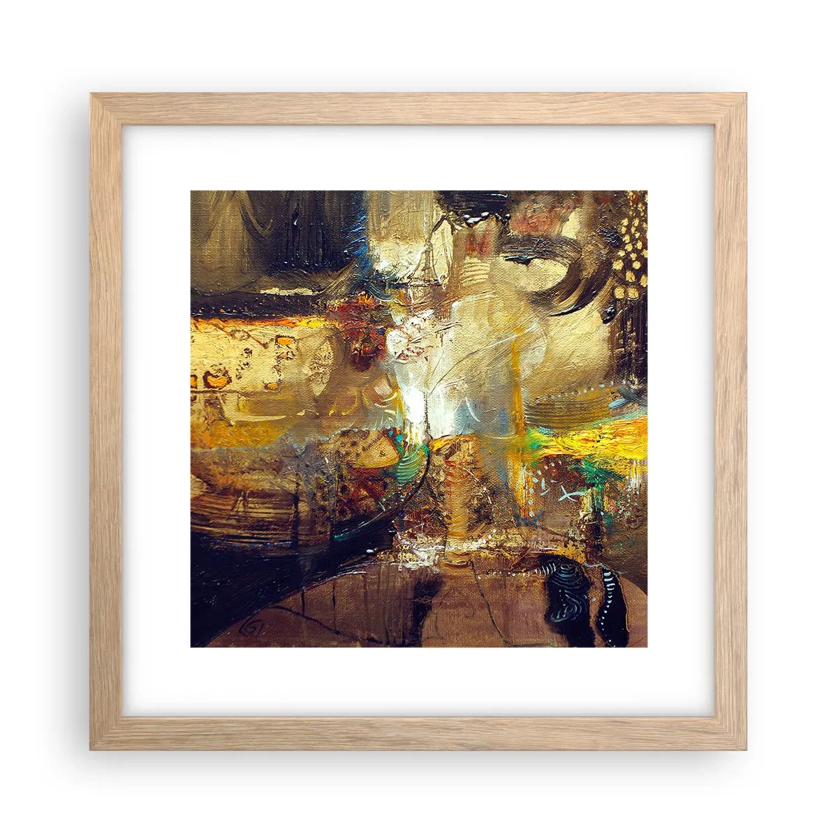 Plagát v ráme zo svetlého duba - Zima, teplejšie, horúco - 30x30 cm