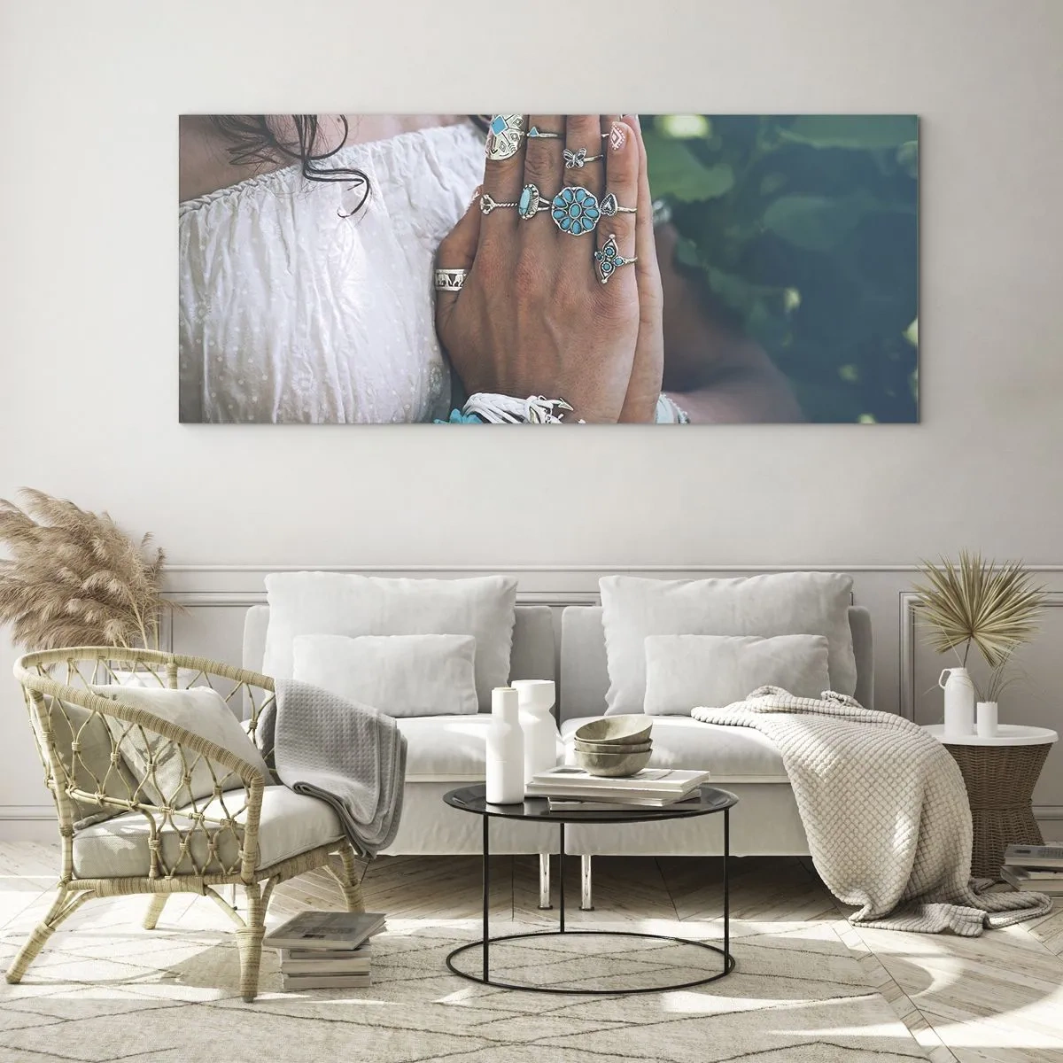 Obraz na skle - Vitajte v centre bytia - 140x50 cm