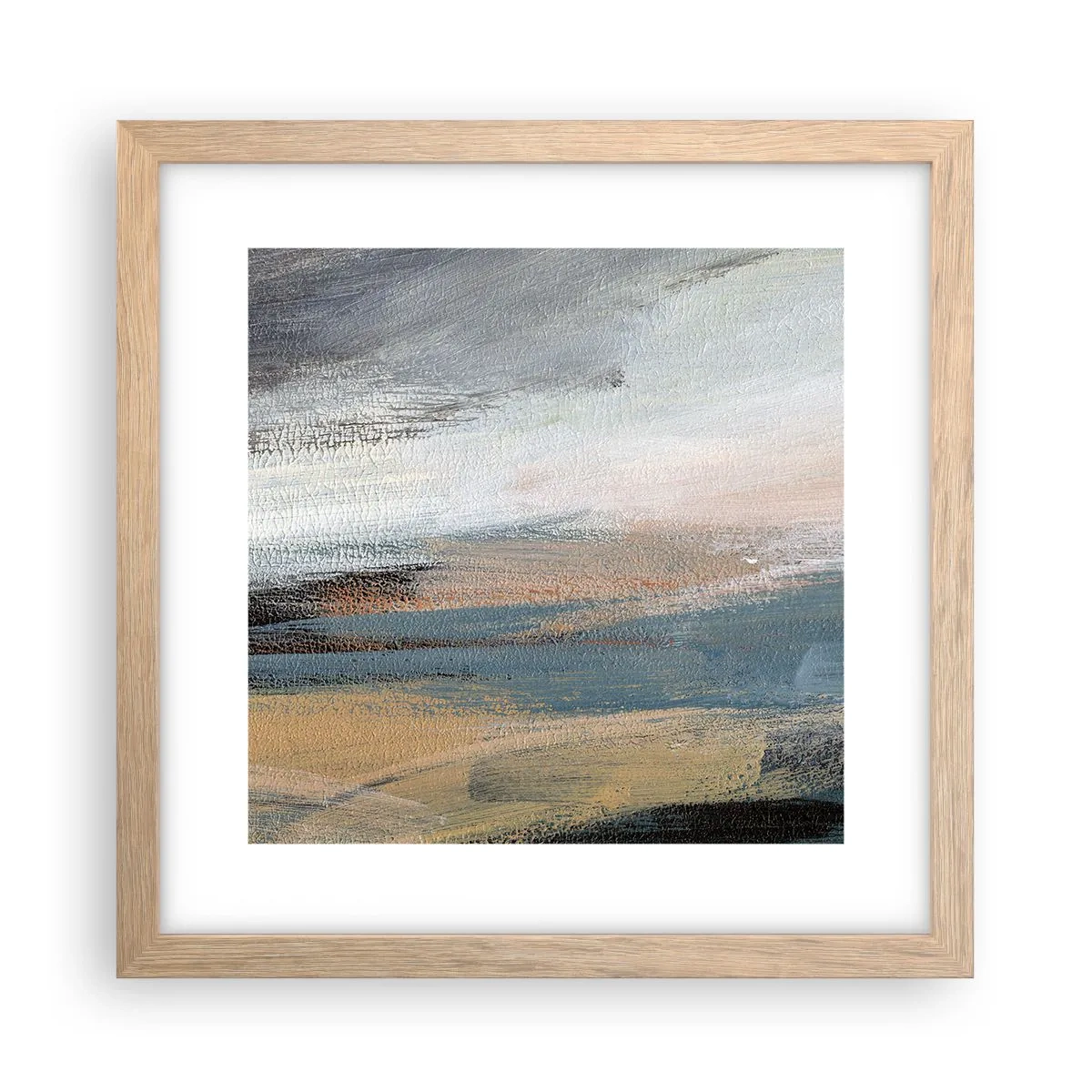 Plagát v ráme zo svetlého duba - Abstrakcia: severná krajina - 30x30 cm