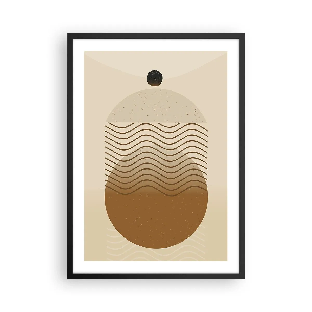 Plagát v čiernom ráme - Minimalistický vzor s vlnami a geometrickými tvarmi - 50x70cm - O pôvode geometrických obrazcov - Moderná nástenná dekorácia do obývacej izby a spálne ARTTOR