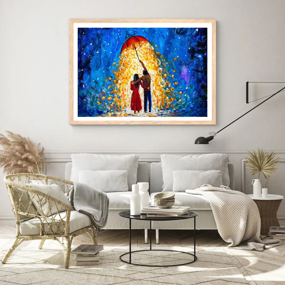 Plagát v ráme zo svetlého duba - Mágia daždivého večera? - 70x50 cm