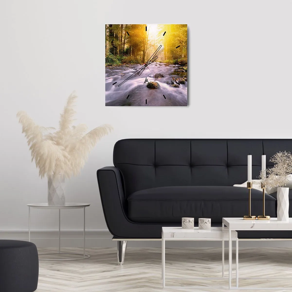 Nástenné hodiny - Malachit v strieborno-zlatej podobe - 40x40 cm