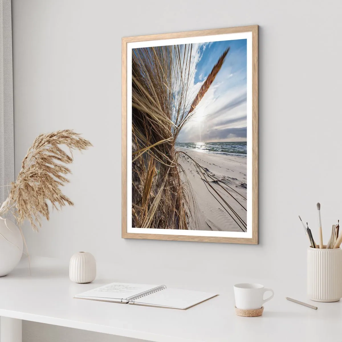 Plagát v ráme zo svetlého duba - Stretnutie živlov - 50x70 cm