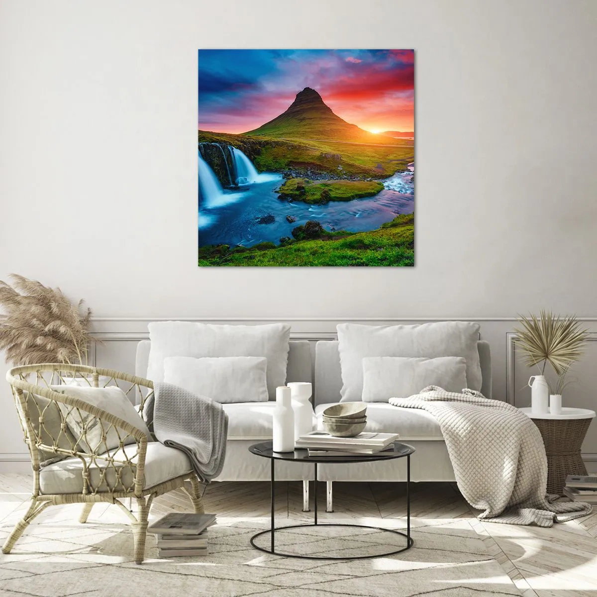 Obraz na skle - Island - oheň a voda - 50x50 cm