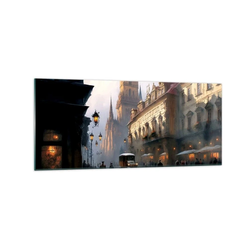 Obraz na skle - Kúzlo pražského večera - 120x50 cm
