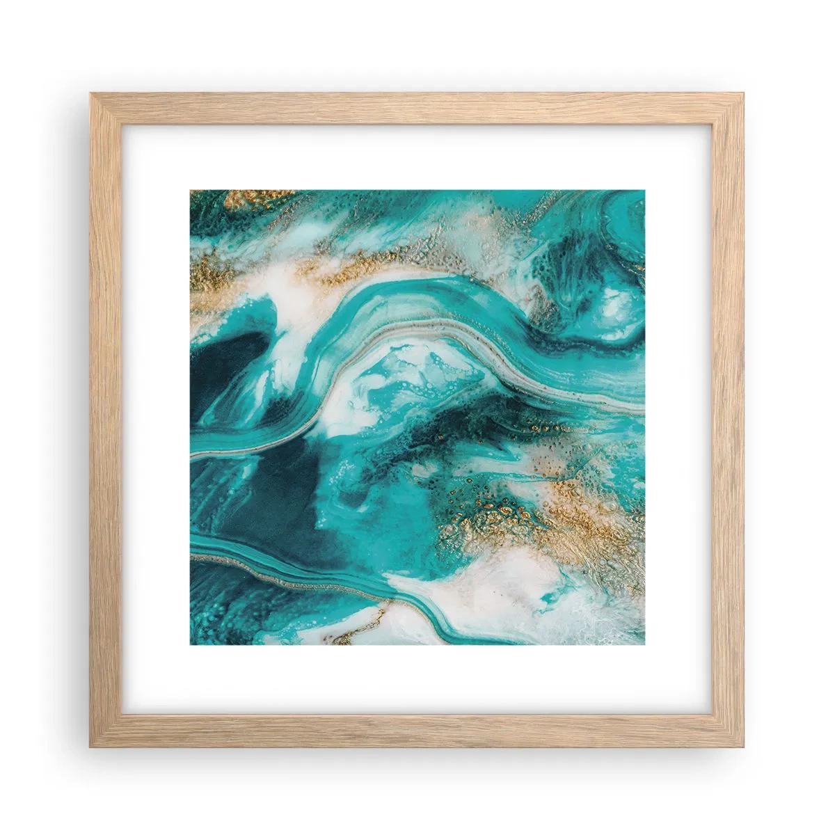 Plagát v ráme zo svetlého duba - Rieka zlata - 30x30 cm