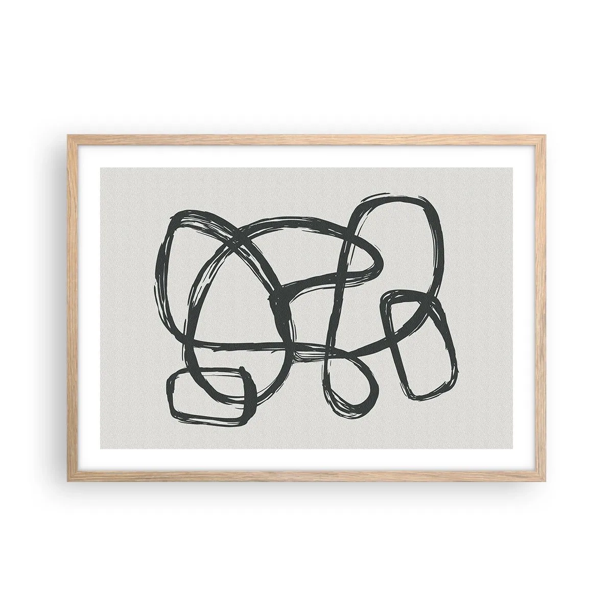 Plagát v ráme zo svetlého duba - Abstrakcie v slučke - 70x50 cm