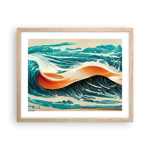 Plagát v ráme zo svetlého duba - Surferov sen - 50x40 cm