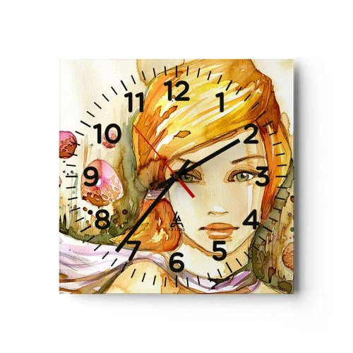 Nástenné hodiny - Smaragdový pohľad, ktorý utišuje hnev - 30x30 cm