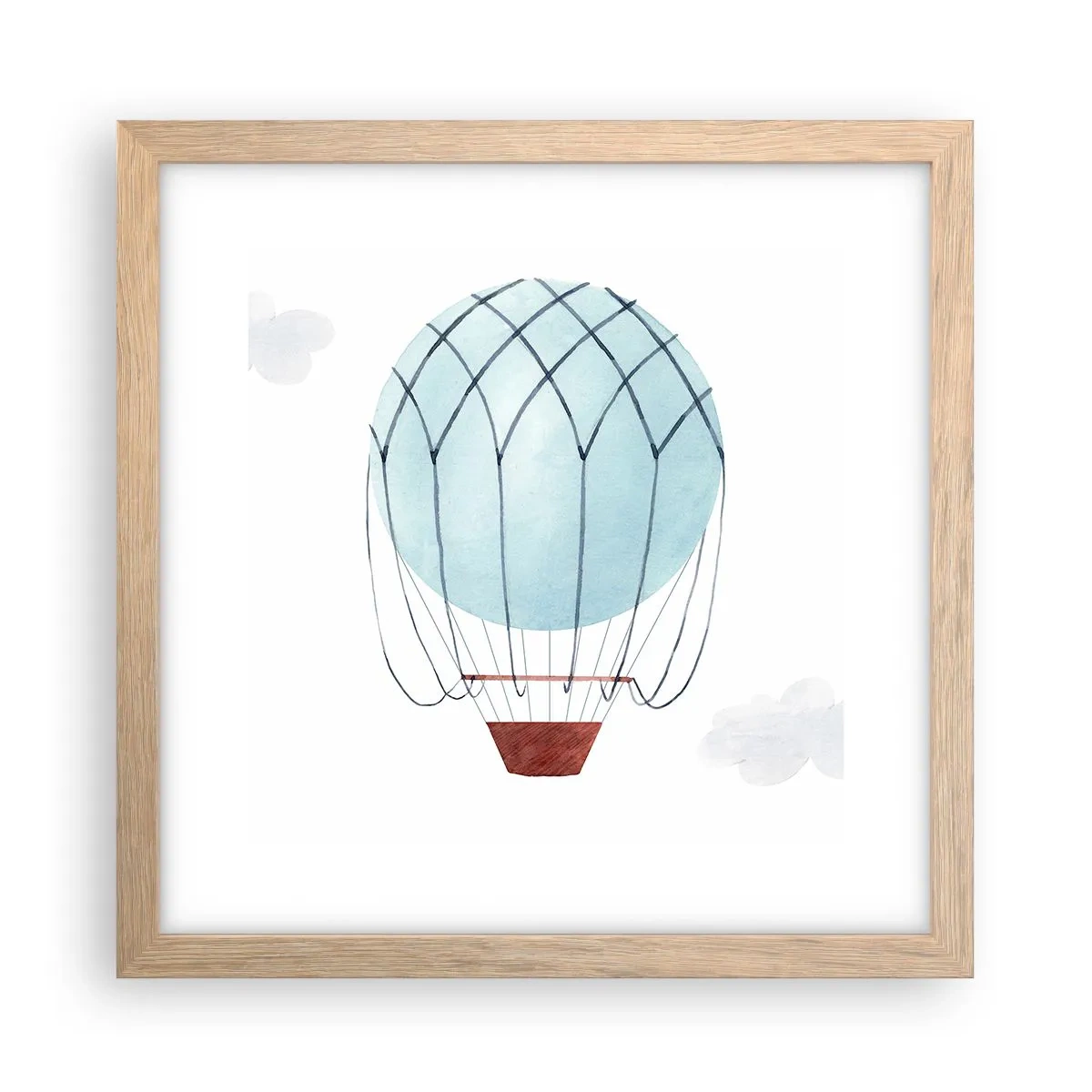 Plagát v ráme zo svetlého duba - Celý v oblakoch - 30x30 cm