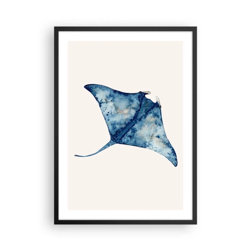 Plagát v čiernom ráme - Kresba raja v odtieňoch modrej - 50x70cm - Modrý život - Moderná nástenná dekorácia do obývacej izby a spálne ARTTOR