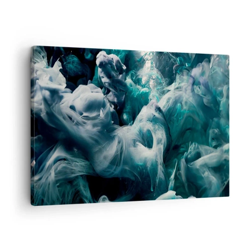 Obraz na plátne - Dynamické abstraktné vlny v odtieňoch modrej a bielej - 70x50cm - Pohyb farby - Moderná nástenná dekorácia do obývacej izby a spálne ARTTOR