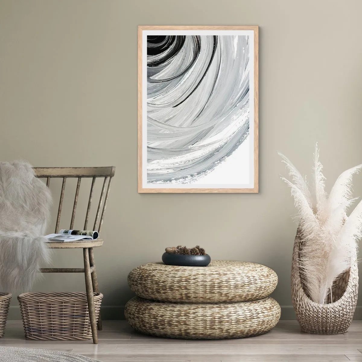 Plagát v ráme zo svetlého duba - Orbitálna kompozícia - 61x91 cm