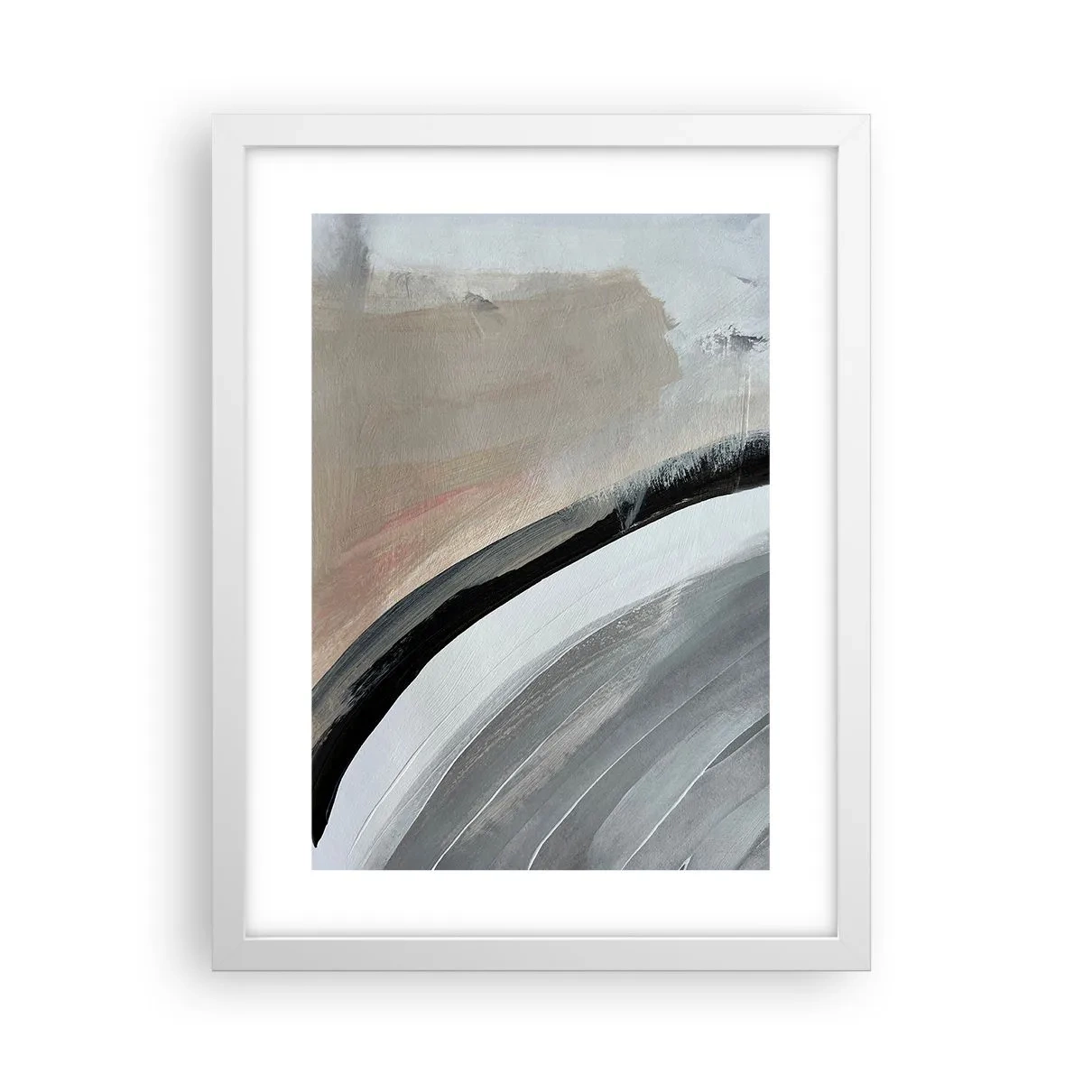 Plagát v bielom ráme - Kompozícia: čierny a šedý oblúk - 30x40 cm