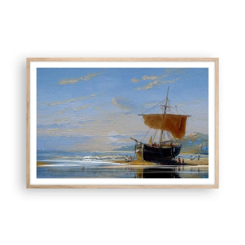 Plagát v ráme zo svetlého duba - Voda, zem, vzduch - 91x61 cm