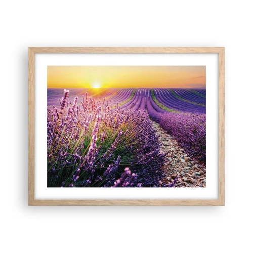 Plagát v ráme zo svetlého duba - Voňavý lán - 50x40 cm