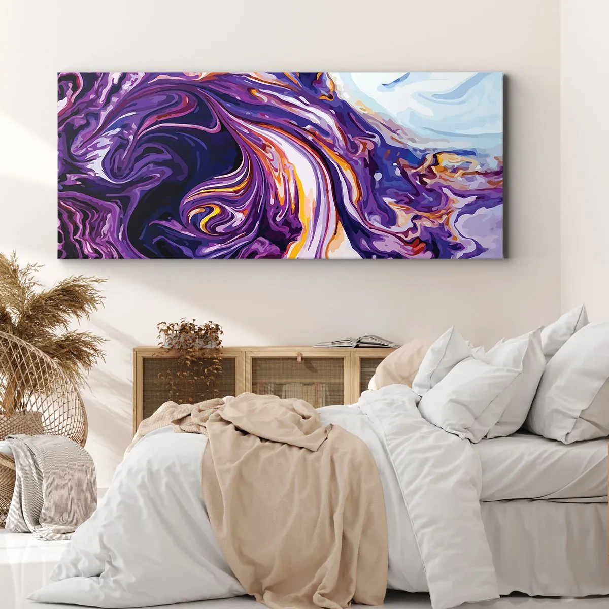 Obraz na plátne - Záhyb priestoru vo fialovej - 100x40 cm