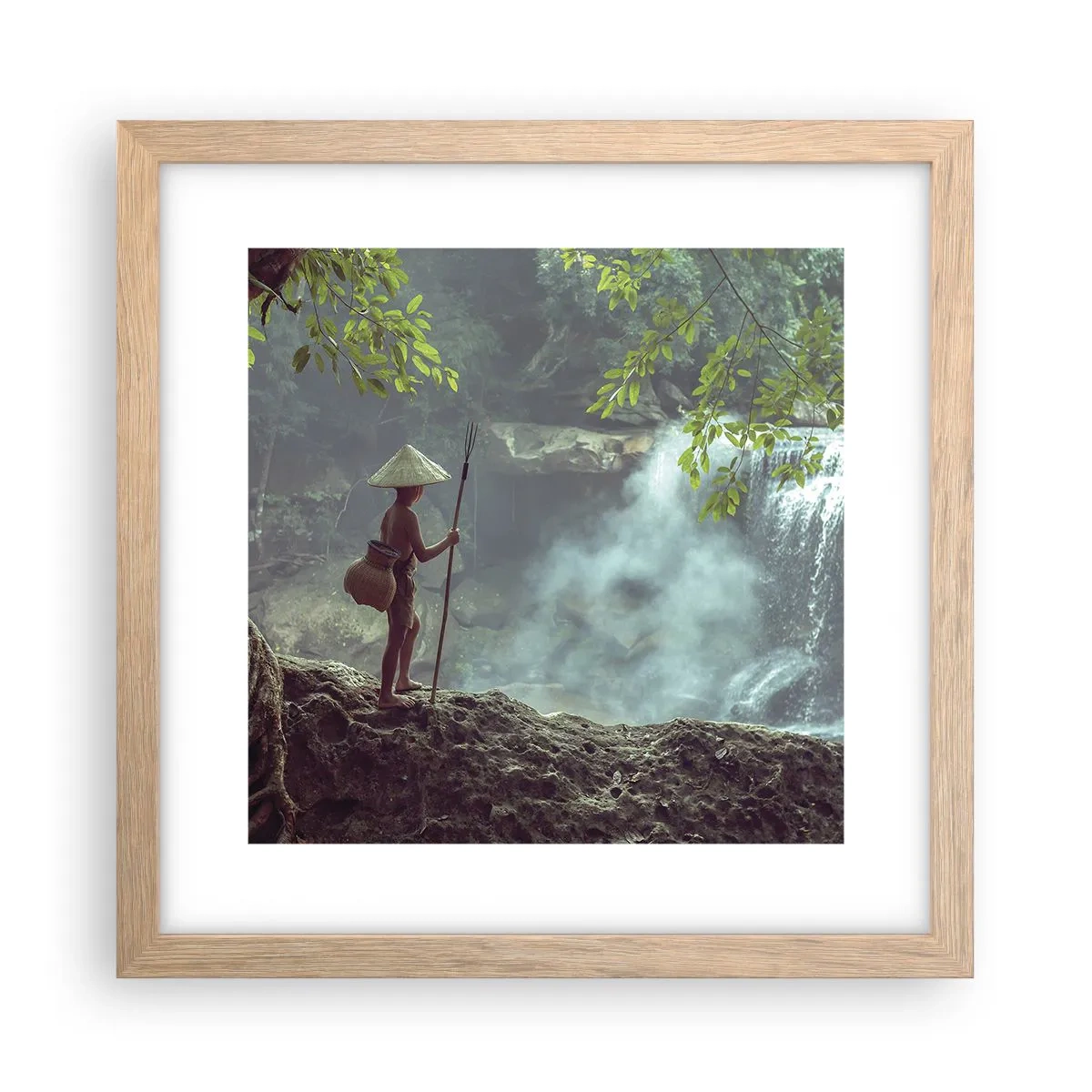 Plagát v ráme zo svetlého duba - Spriatelený s prírodou - 30x30 cm