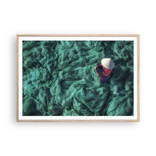 Plagát v ráme zo svetlého duba - V mori sietí - 100x70 cm