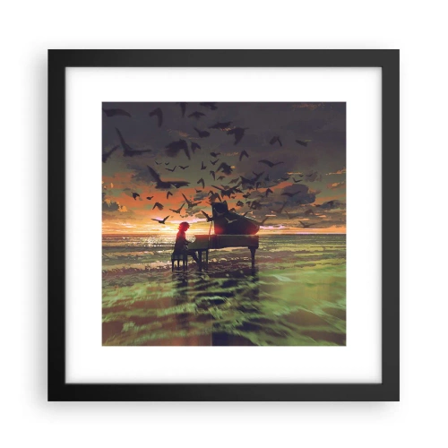 Plagát v čiernom ráme - Koncert na piano a vlny - 30x30 cm