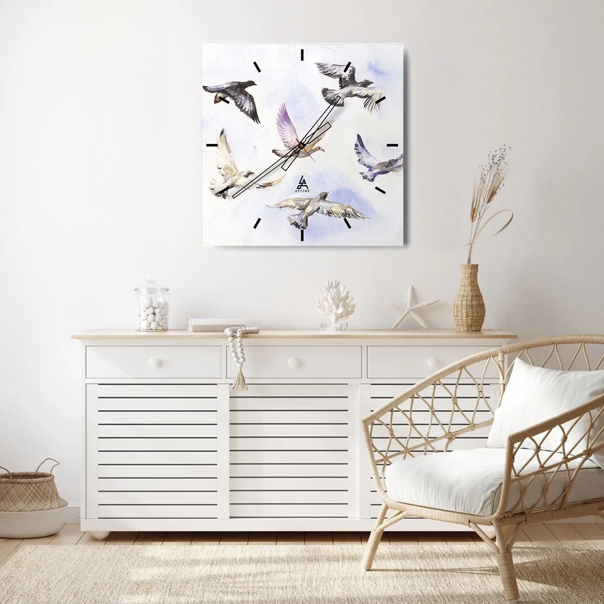 Nástenné hodiny - Sloboda v šedej a modrej - 40x40 cm