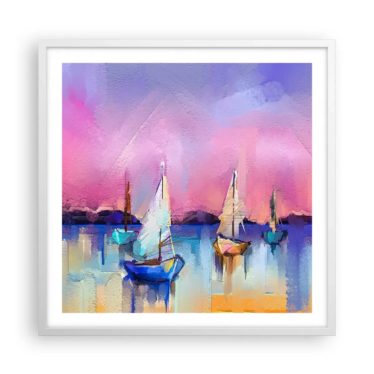 Plagát v bielom ráme - Smer: široká voda - 60x60 cm