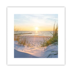 Plagát - Šumenie mora, spev vtákov, divoká pláž uprostred trávy… - 30x30 cm