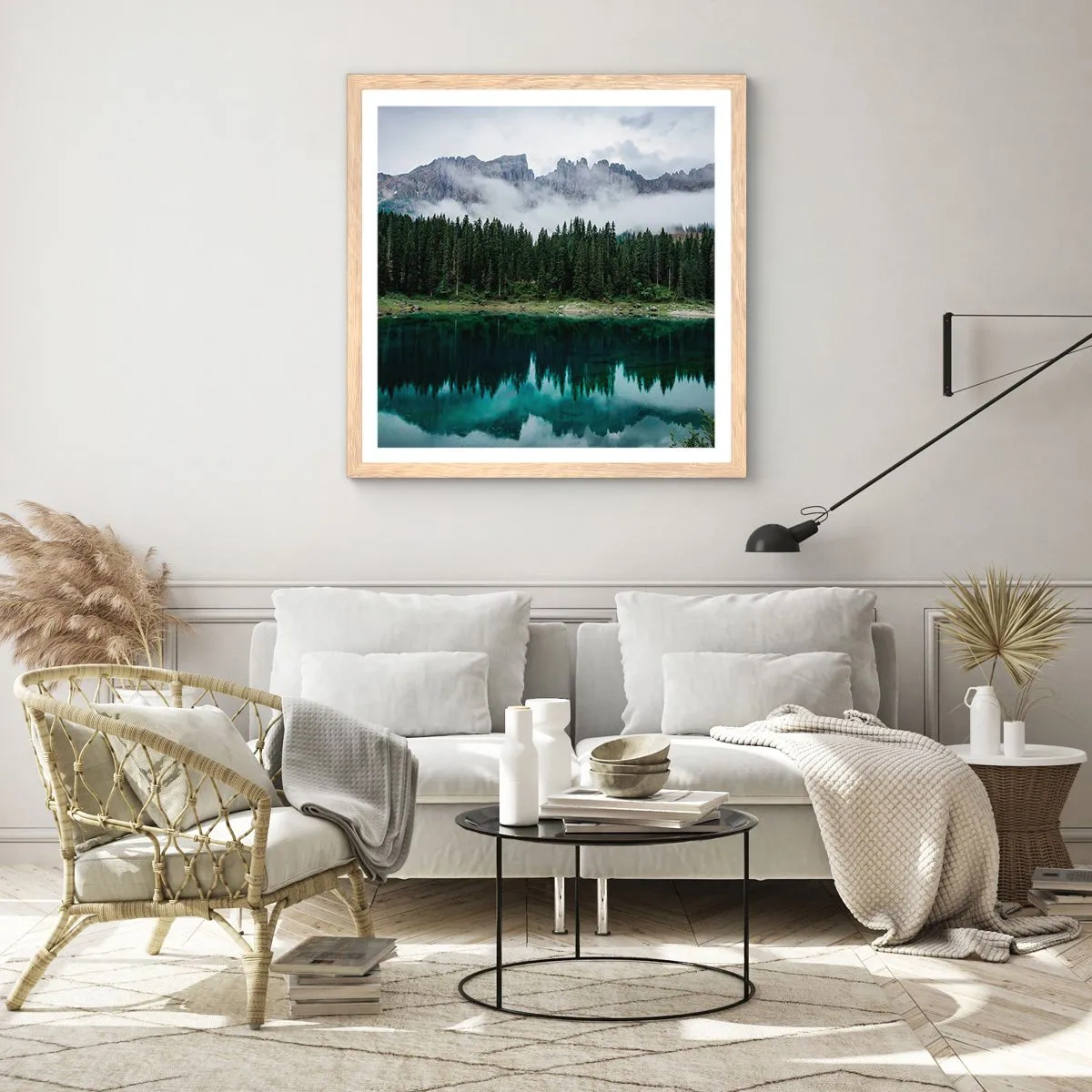 Plagát v ráme zo svetlého duba - Ticho, ticho, neprebuďme spiacu vodu…. - 50x50 cm