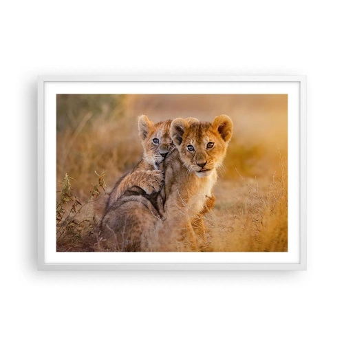 Plagát v bielom ráme - Nevyrušovať! Hrajme sa - 70x50 cm