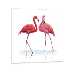 Obraz na skle - Ružové rendez-vous - 70x70 cm