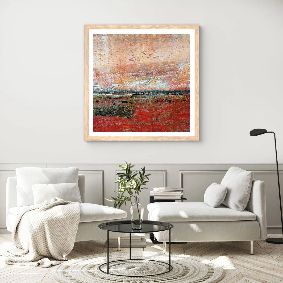 Plagát v ráme zo svetlého duba - Možno je to more - 60x60 cm