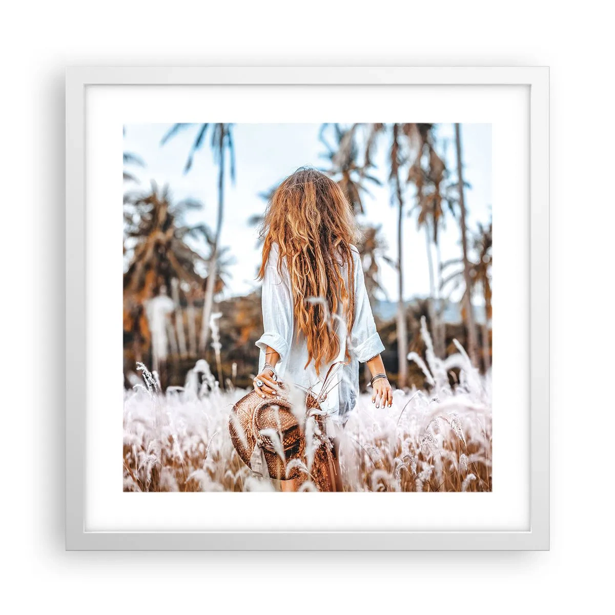 Plagát v bielom ráme - Zrodená z trávnej páperie - 40x40 cm