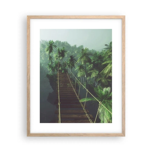 Plagát v ráme zo svetlého duba - Pri vodopáde zelene - 40x50 cm