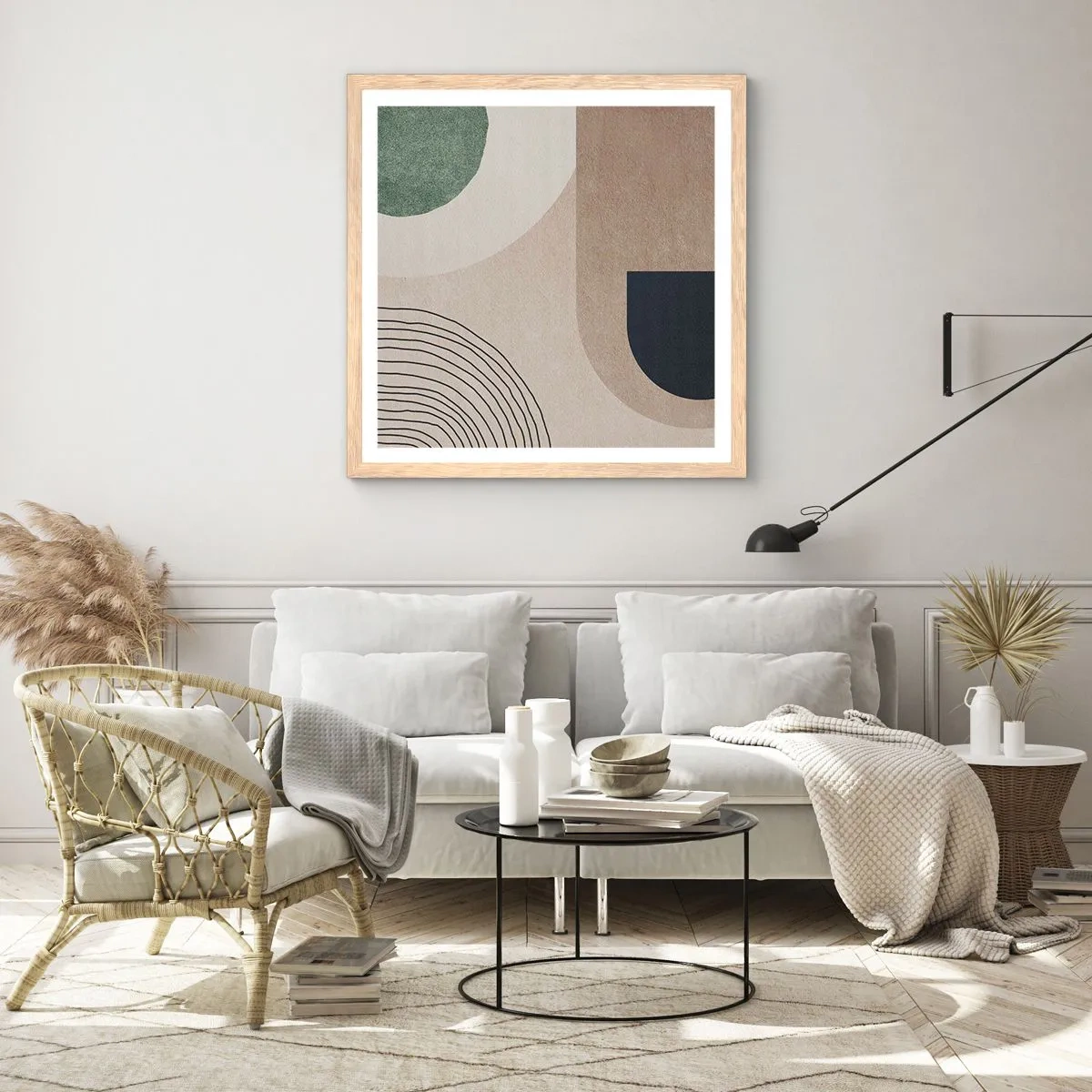 Plagát v ráme zo svetlého duba - Nežnosť oválu - 60x60 cm