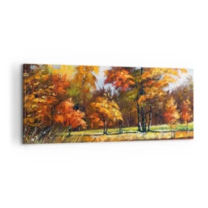 Obraz na plátne - Krajinka v zlatej a hnedej - 100x40 cm