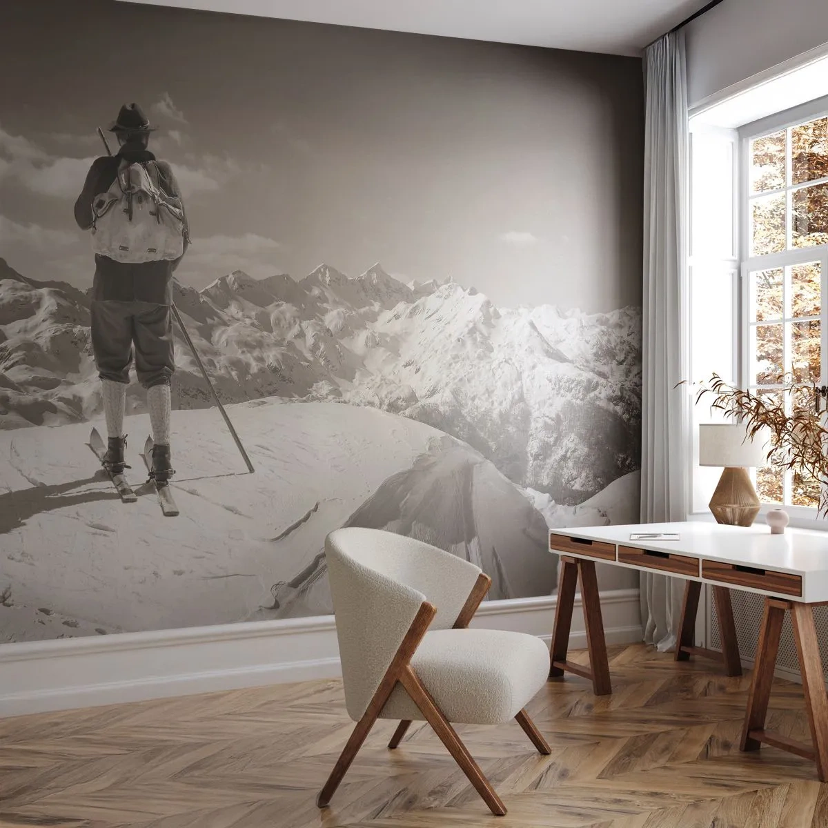 Fototapeta Standard Eco - Rovnaké hory - Krajina, hory, Lyžiar - 400x280 cm