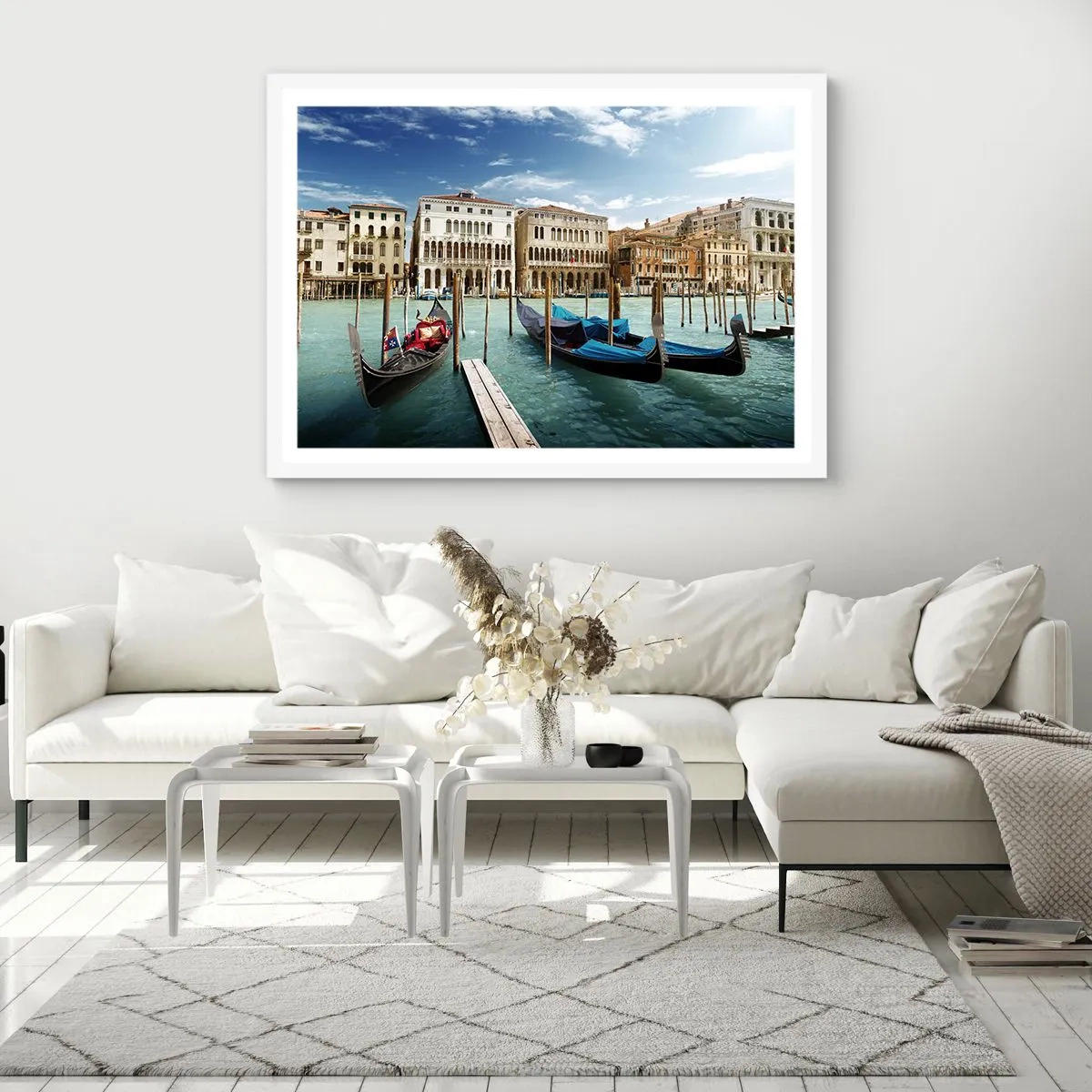 Plagát v bielom ráme - Paláce v modrej - 100x70 cm