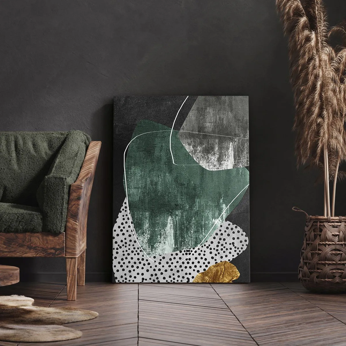 Obraz na plátne - Farebná abstrakcia so zlatou vločkou - 80x120 cm